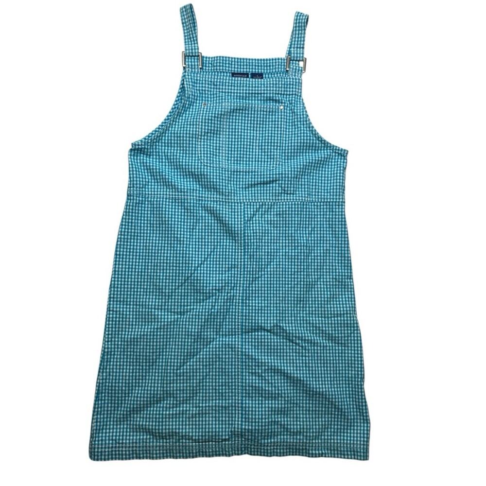 Vintage gingham jumper dress blue check size small mountain lake
